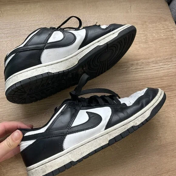 Nike Dunk Low Retro White Black Panda Lace-Up Sneakers Men's Size 8
